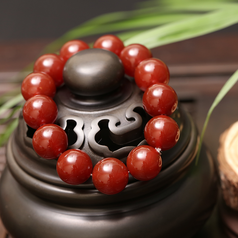 创意湾 和田玉玛瑙手链 红玛瑙男款手链红玉