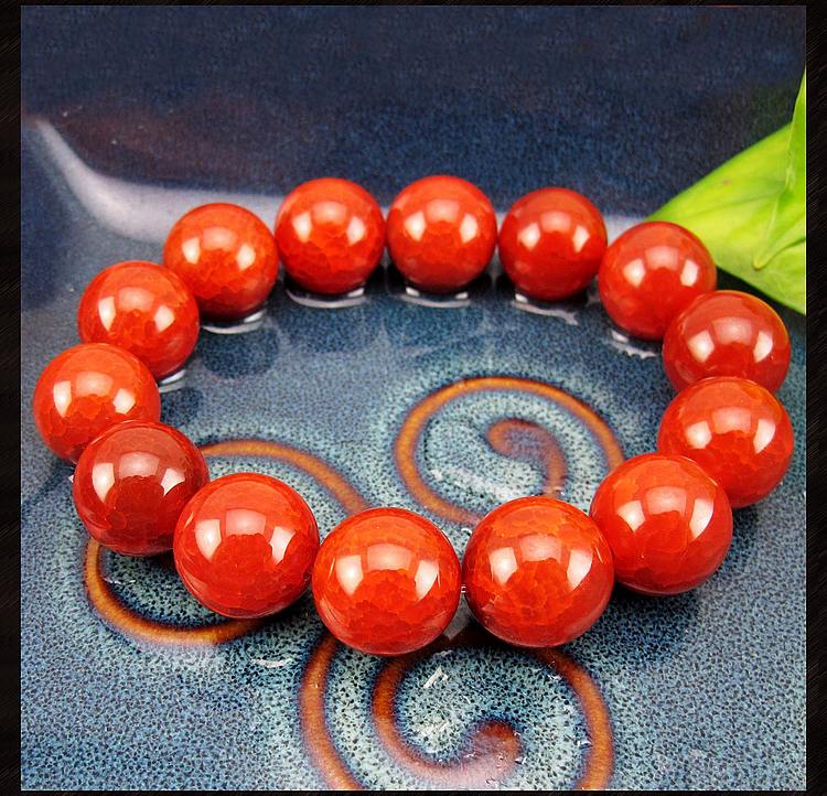 相石缘帝王红级龙纹玛瑙手链男天然红玛瑙手串男款16mm本命年红绳