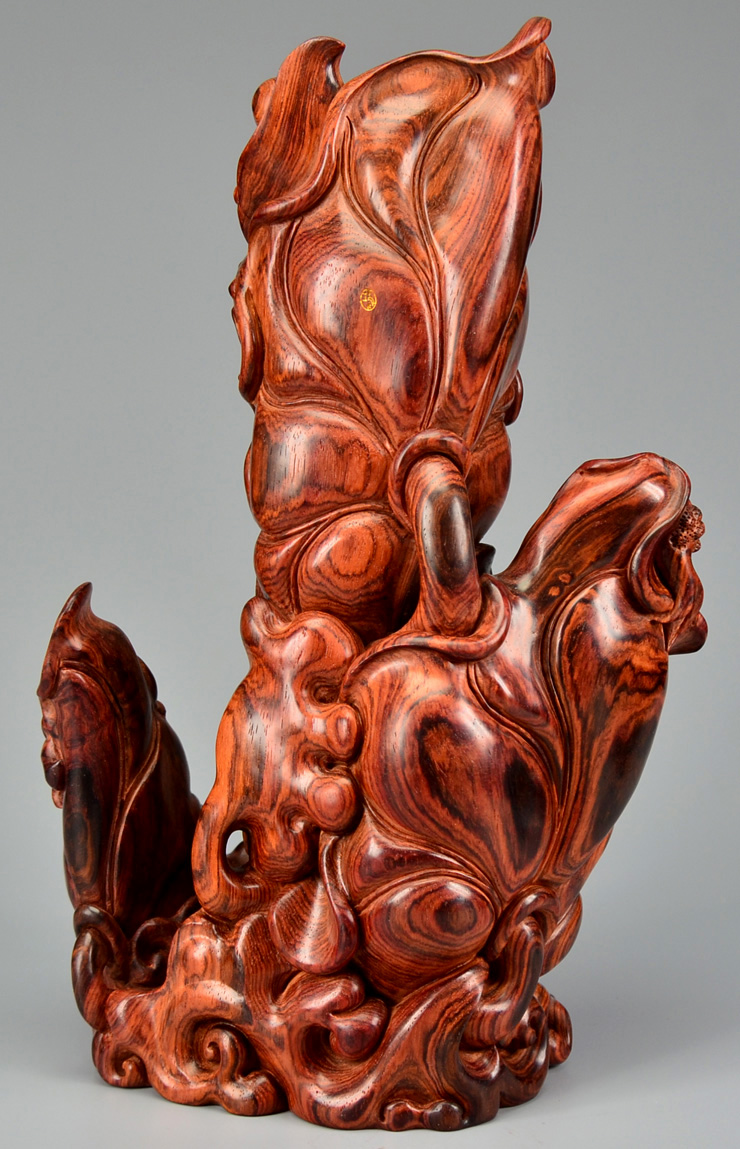 鸿木斋黄花梨摆件鸿款雕刻8寸花插海南黄花梨笔搁孤品h6303