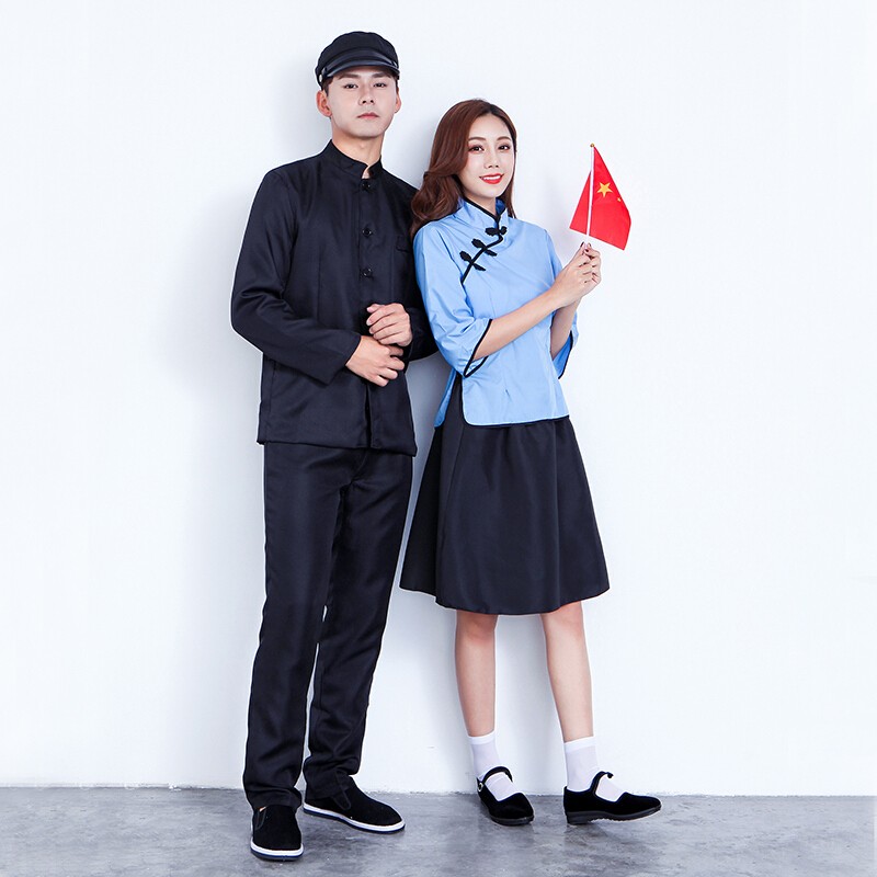 五四青年装民国风装女装中山装表演套装服复古装毕业班服装男装单层男