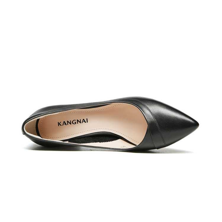 康奈kangnai 春季高跟鞋牛皮女士皮鞋单鞋女尖头细跟职业工作鞋通勤鞋