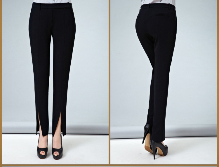 阿玛施款 2016春新款女装开叉九分小脚铅笔女裤100224 黑色 m(3码)
