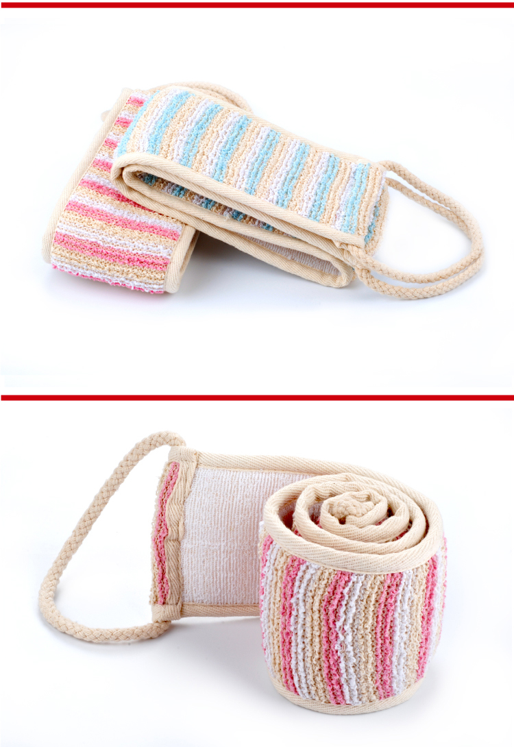 宜洁搓背长条澡巾后背搓澡巾亚麻拉背条双面擦背巾搓泥沐浴条