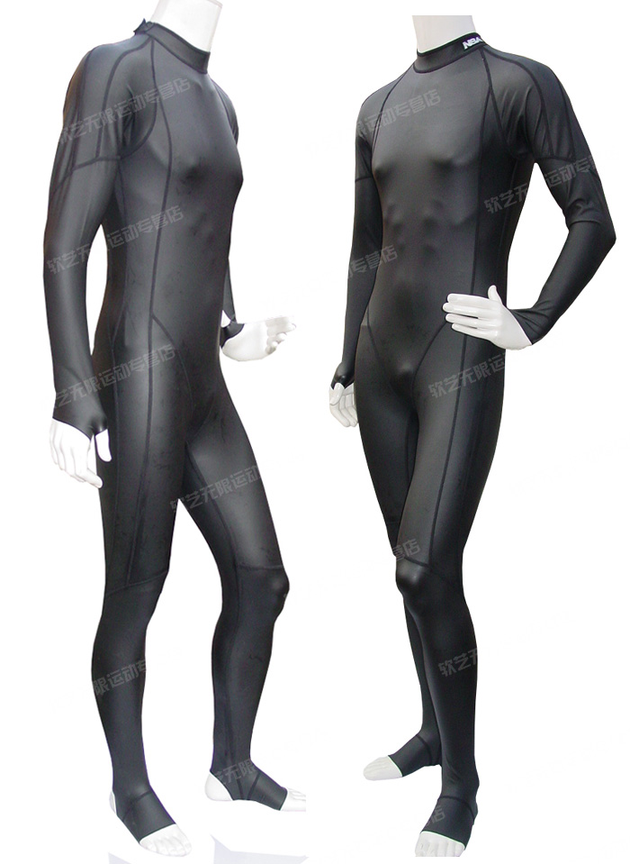 pu绒全身连体游泳衣 加厚冬泳服 硅胶防水防寒保暖泳衣 nsa 5511 黑色