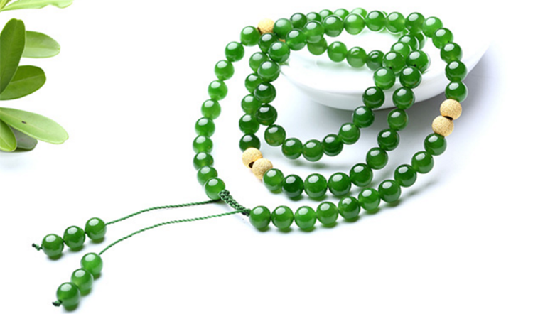 福亿美 和田玉碧玉/白玉圆珠两用项链手链 白玉