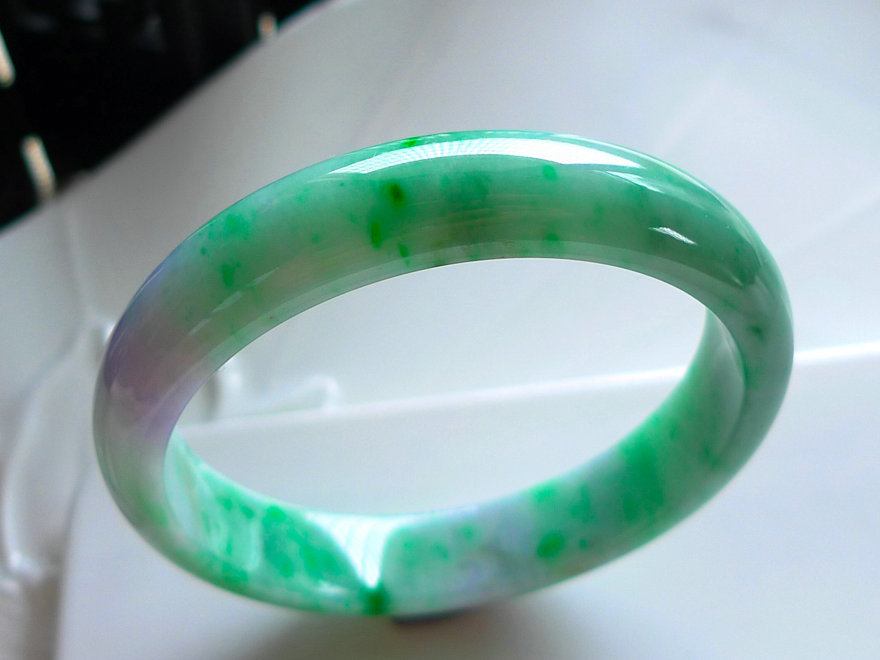 达源翡翠 冰糯种春带彩手镯 41.66g