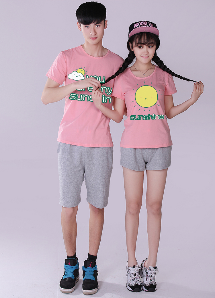 低调的依恋情侣装夏装短袖学生班服圆领t恤qlz-8 黄色 女l