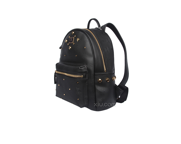 mcm 女士铆钉图案中号双肩包 黑色【图片 价格 品牌 报价】-京东