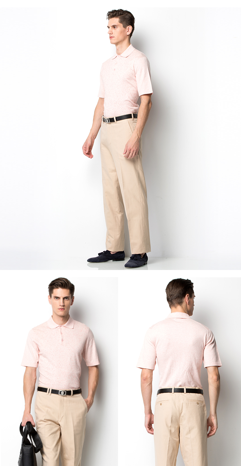 ports/宝姿男装 2016春新针织短袖polot-恤衫 mh1sc038ekc03 粉红色 s