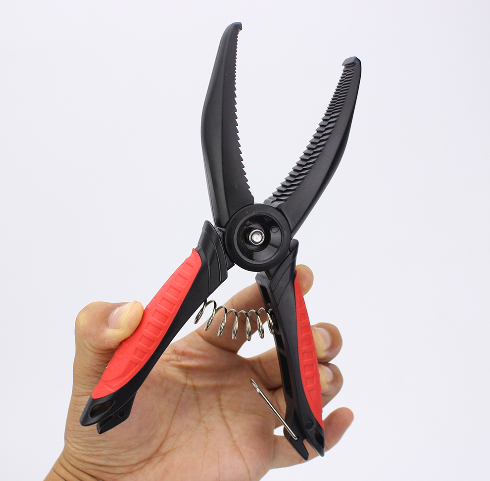 路亚控鱼器夹鱼钳子浮水型抓鱼器橡胶防滑把手多功能海钓钳 红色 abs