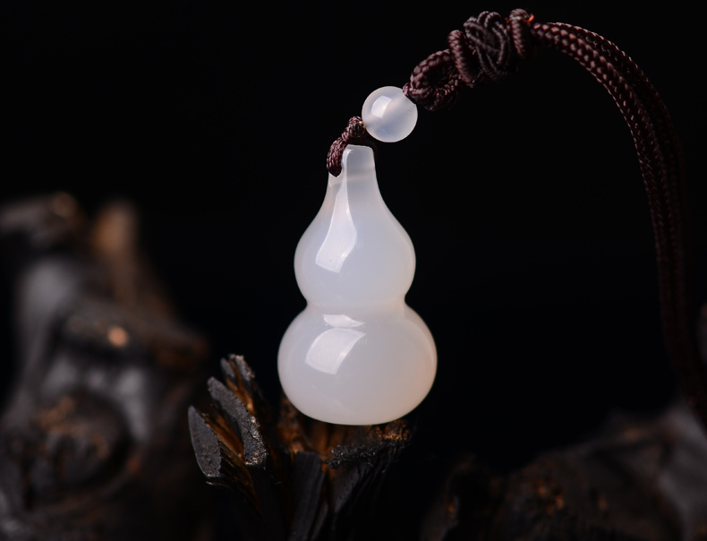 旭珍天然玛瑙葫芦吊坠白玛瑙福禄葫芦项坠男女款饰品白玉髓款
