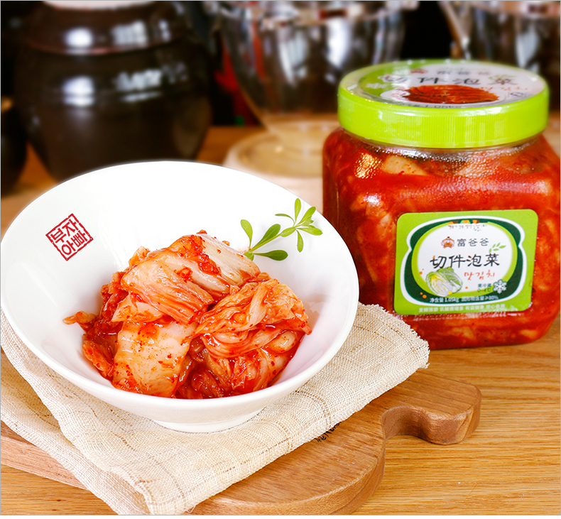 富爸爸 韩国泡菜辣白菜泡菜瓶装切件泡菜 750g 切好的泡菜 瓶装更方便