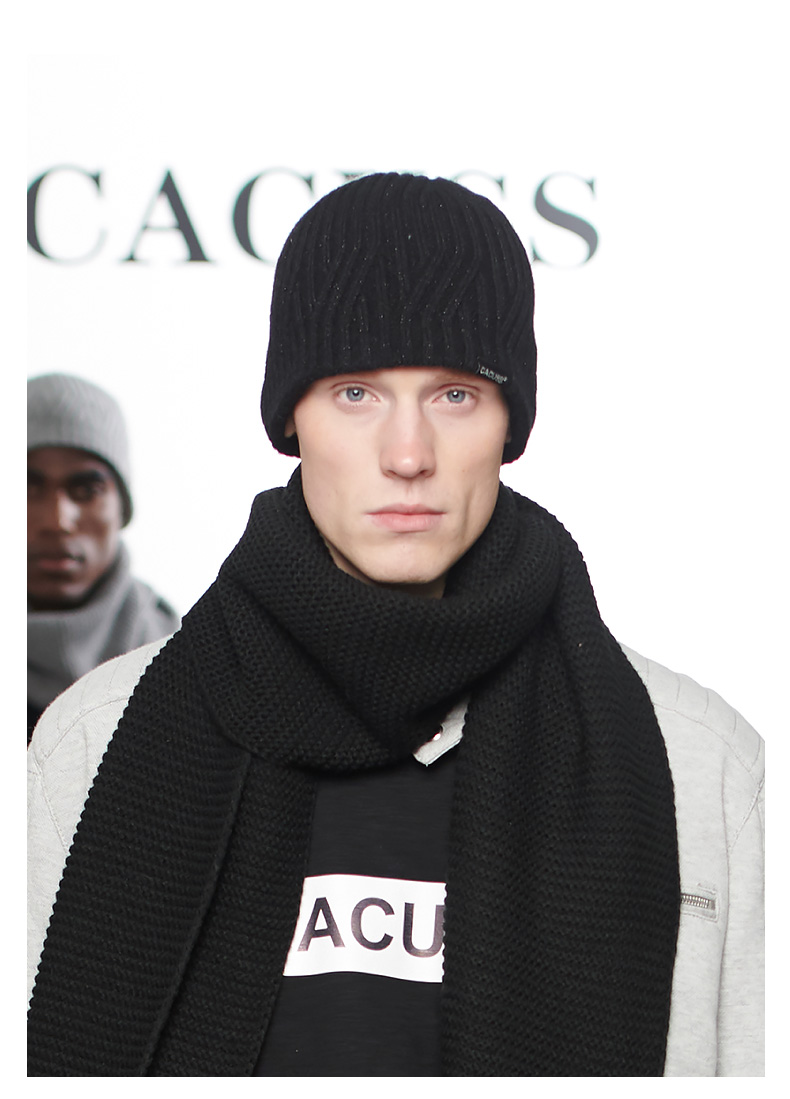 卡古斯(cacuss)帽子男冬毛线帽套头帽冷帽z0314 黑色【图片 价格 品牌