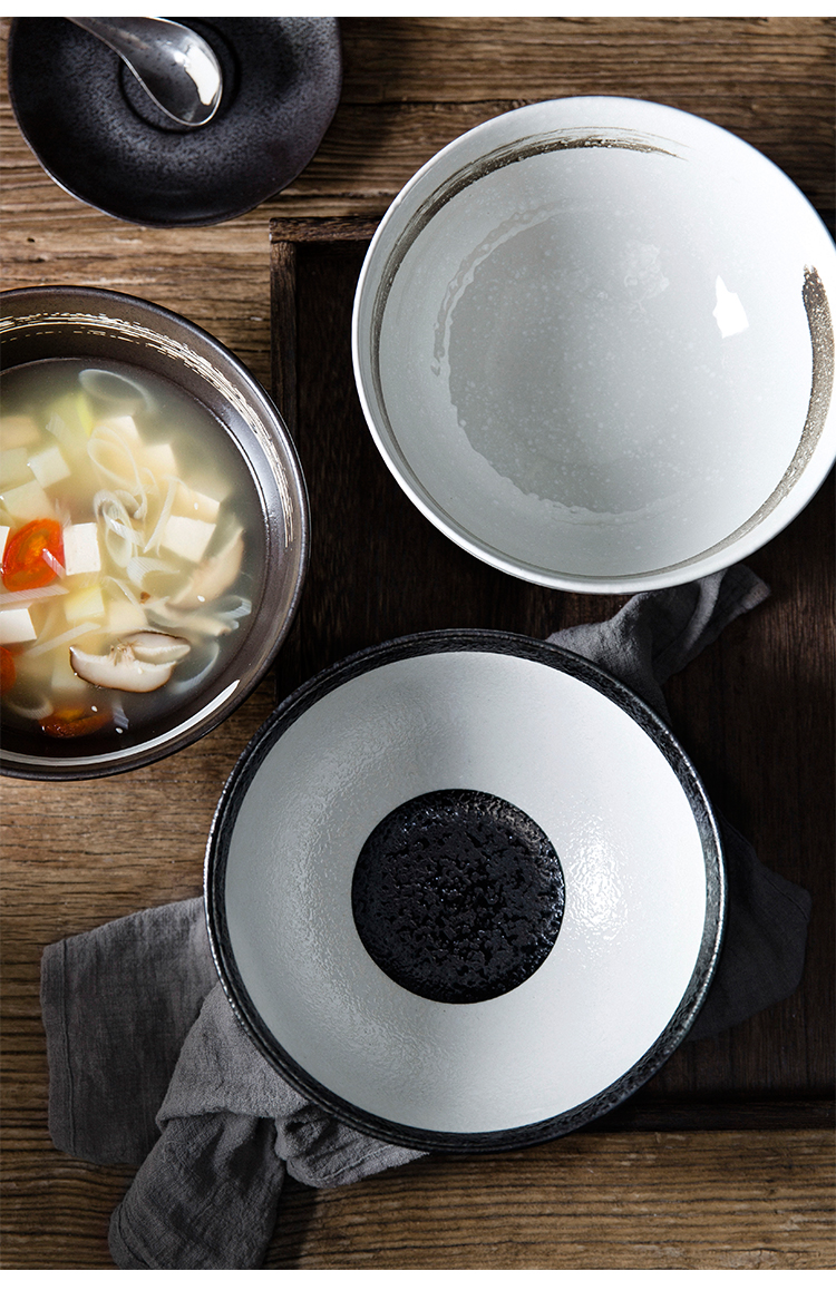 以艺术之铭 创意个性日式手绘陶瓷餐具 特色餐厅家用菜碗大汤碗面碗