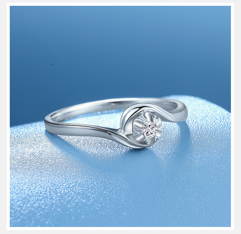 周六福 pt950铂金戒指女白金订婚结婚钻戒t 12号【图