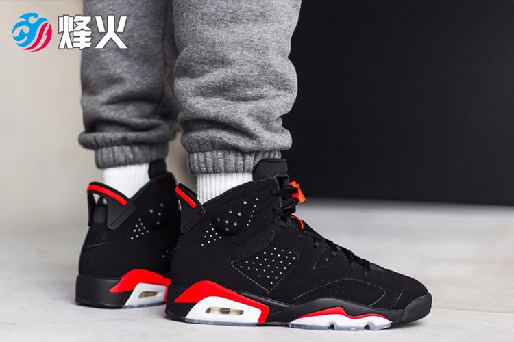 烽火air jordan 6 aj6 黑红高帮 19复刻红外线 篮球鞋 384664 384665