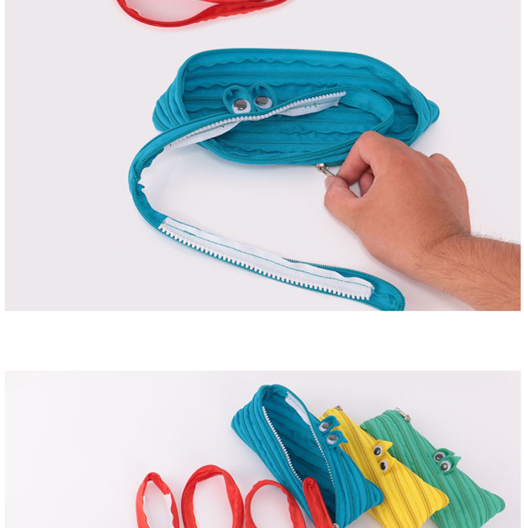 笔袋女韩国简约原宿zipper拉链小怪物笔袋创意多用收纳笔袋零钱笔袋