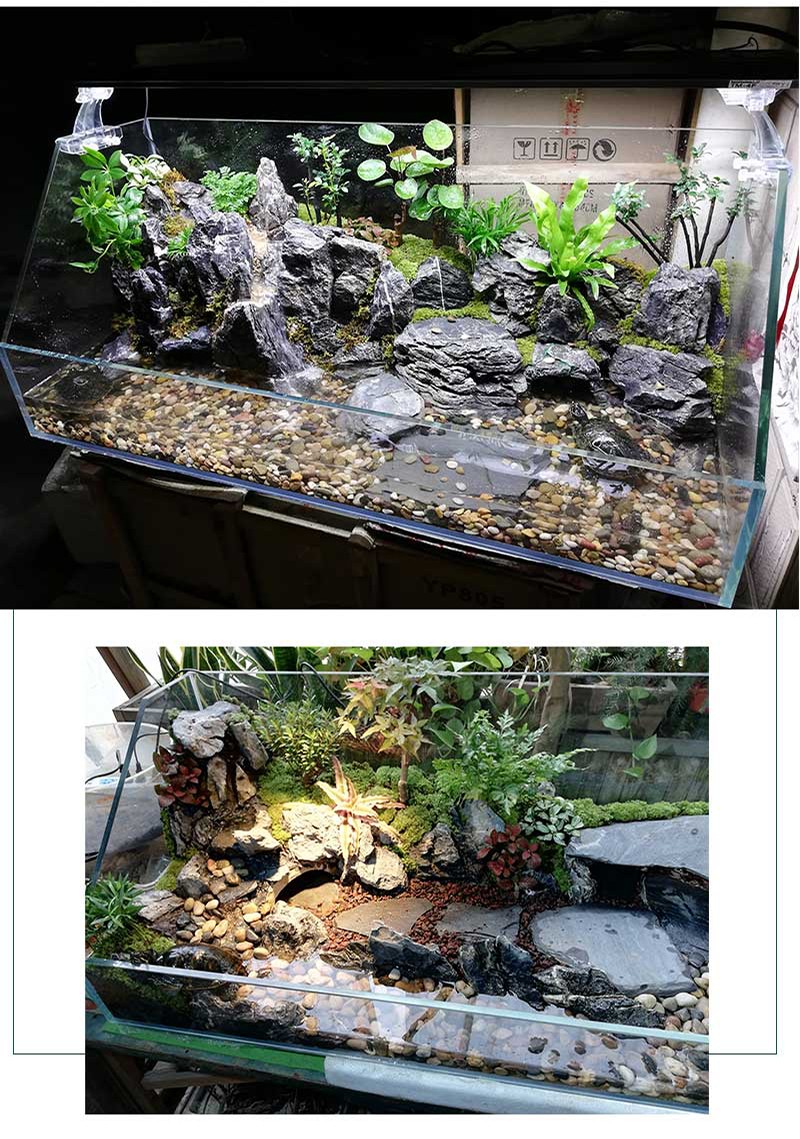 宝贝故事超白玻璃乌龟缸免换水养龟专用缸水陆缸龟池带晒台真石假山