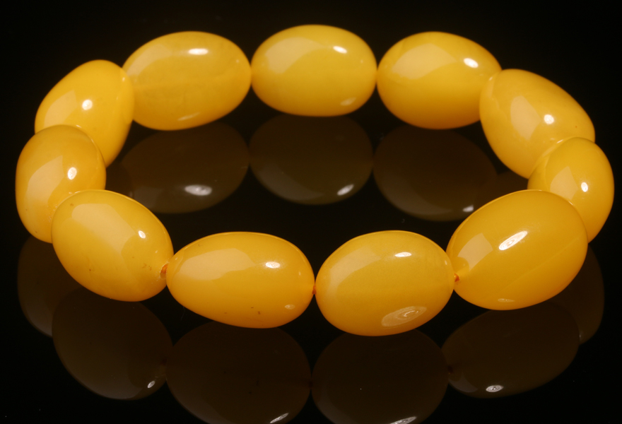 23.36克 臻品鸡油黄满蜜蜜蜡手串 【情语花香珠宝】