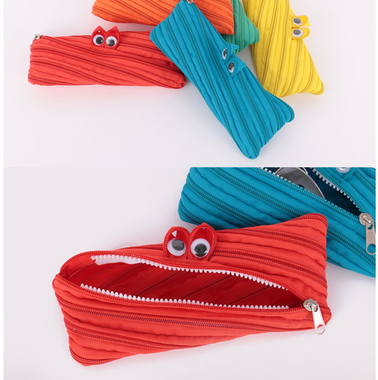笔袋女韩国简约原宿zipper拉链小怪物笔袋创意多用收纳笔袋零钱笔袋