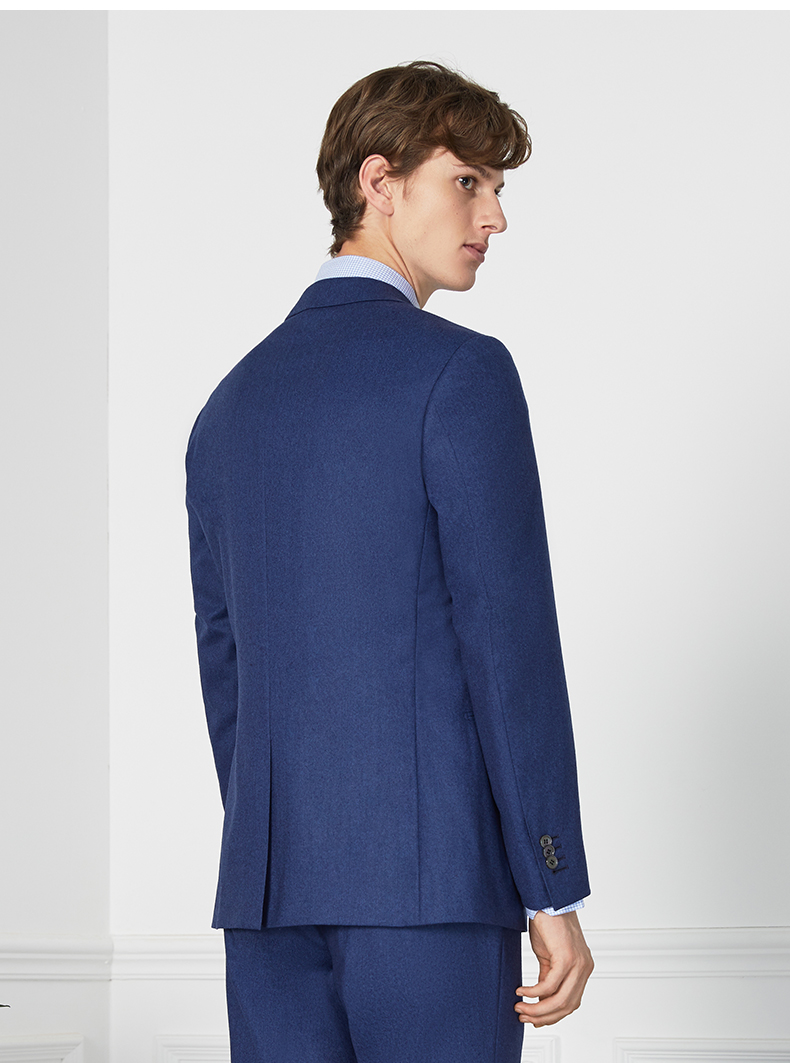 lampo/蓝豹西服套装男士新款商务正装中蓝色羊毛西服外套男上衣潮 中