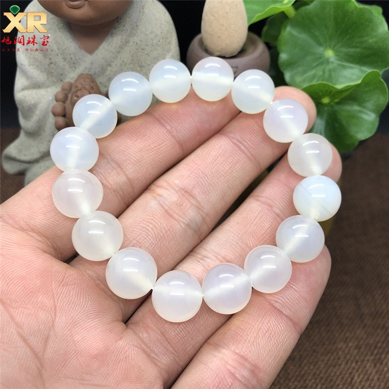 旭润珠宝玛瑙手链天然玛瑙手串女士款白玉髓水晶珠子手