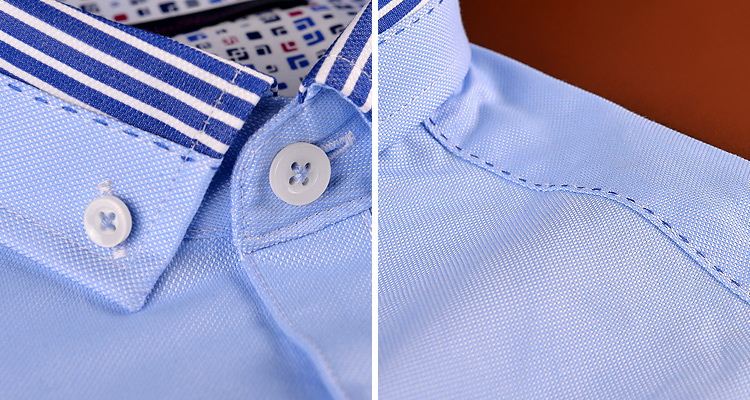 领型扣子可以起到固定衬衫领子的作用,贴合颈部曲线.