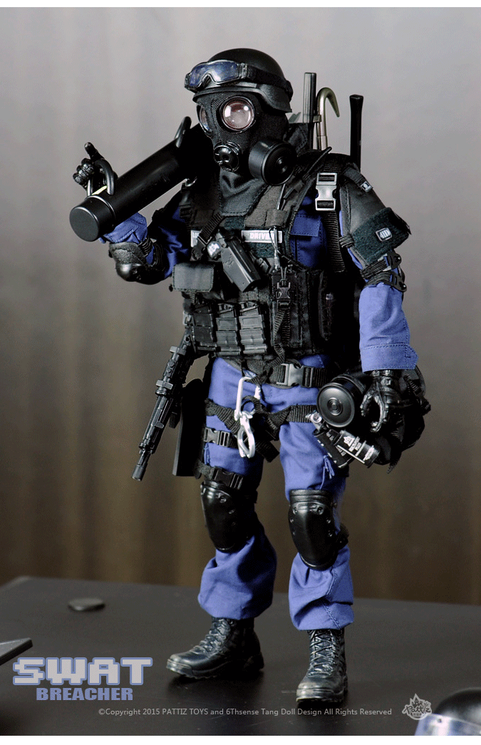多关节高仿真工艺1/6比例警察士兵特警swat特种部队兵人模型玩具 特警