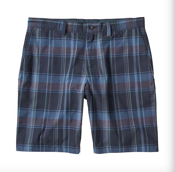 香蕉共和国 banana republic 男士休闲方格纯棉短裤 普雷德 蓝色 33