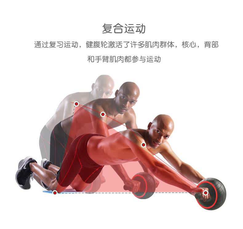 健身器材家用收腹机瘦肚子运动滚轮腹部胸肌训练马甲线 黑色轮胎轮