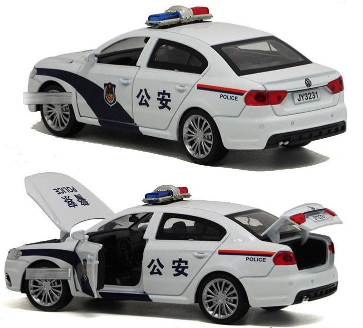 1:32大众朗逸 特警警车模型玩具合金回力车 黑色【图片 价格 品牌