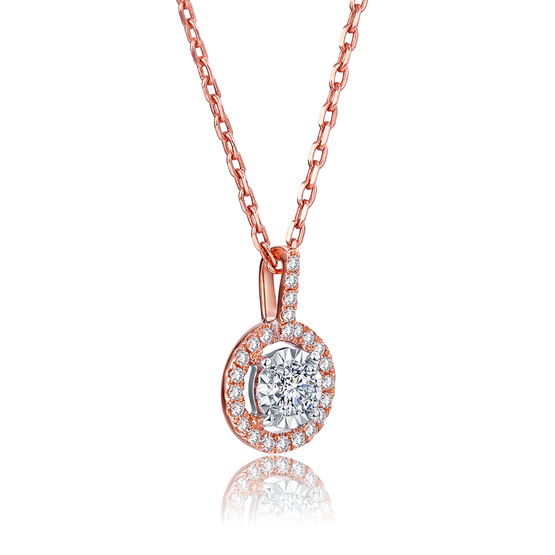珂兰kelacn钻石吊坠圆形群镶钻石项链项坠圆舞曲系列z白色玫瑰金二选