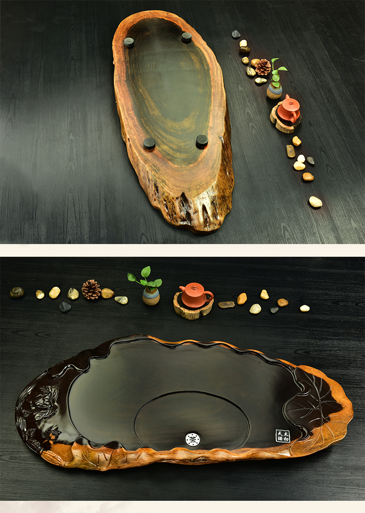 太初天诺功夫茶具整块茶盘雕刻黑檀花梨木大号茶海排水茶台特价 款式2