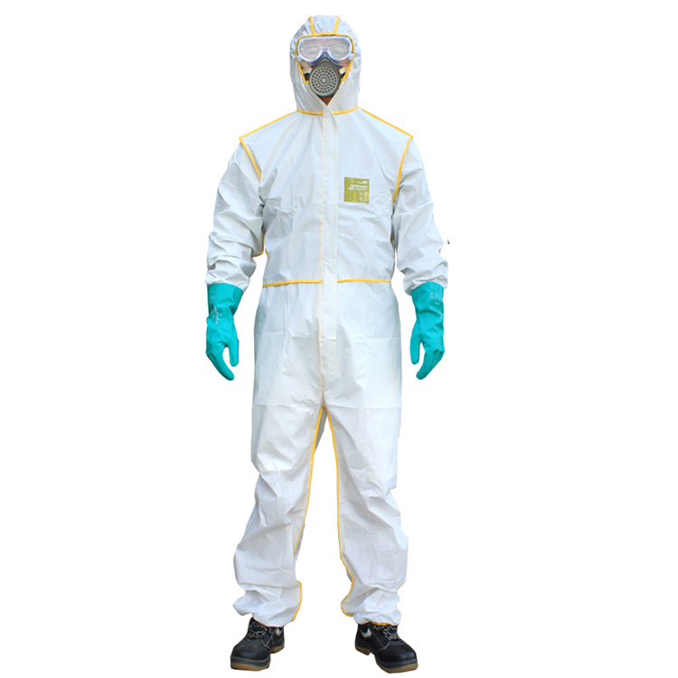 夏尔维纳 连体带帽防护服防化服轻型耐酸碱化学品实验室危化运输 增强