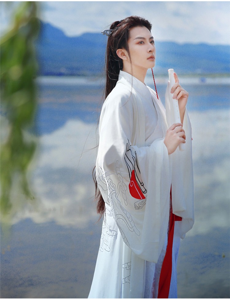 情侣仙鹤绣花交领襦裙奔月日常广袖套装白色cosplay动漫古风侠客衣服