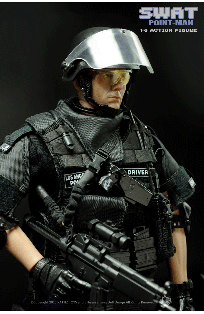 多关节高仿真工艺1/6比例警察士兵特警swat特种部队兵人模型玩具 特警