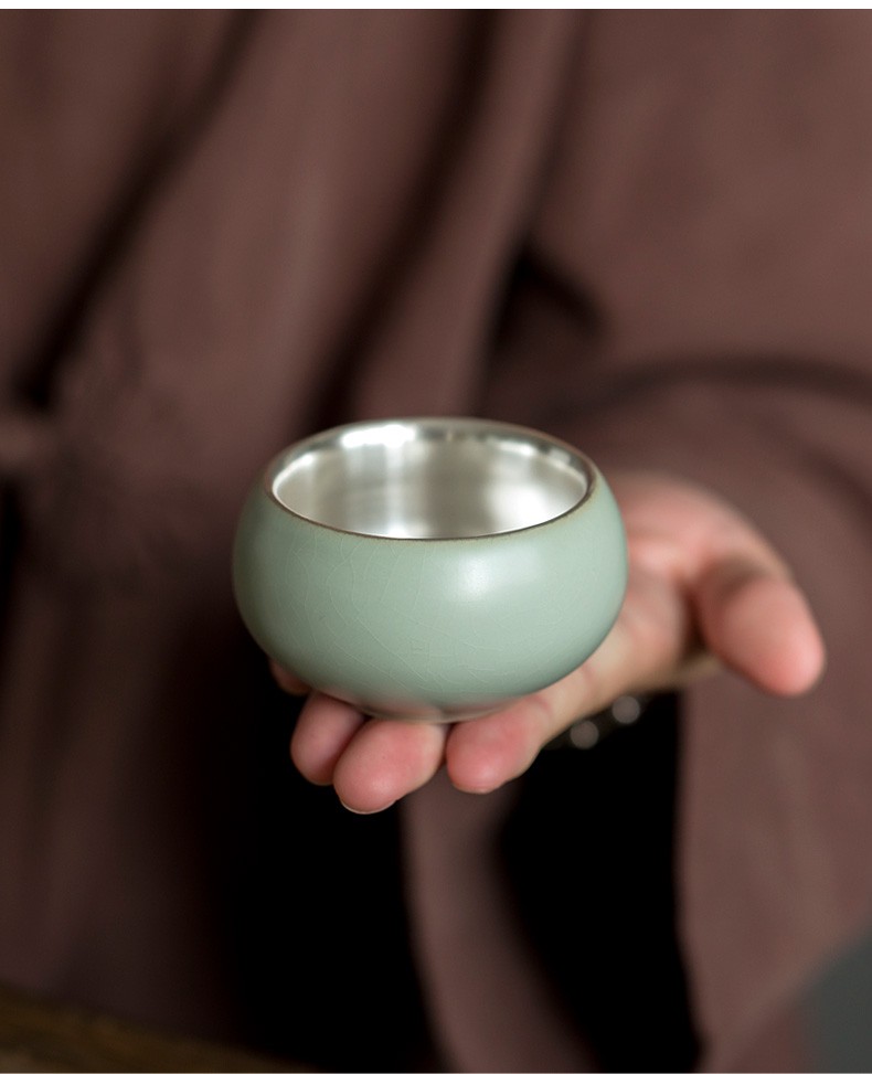 汝窑鎏银品茗杯70ml 商品编号:47983817633 店铺: 汝道茶具旗舰店