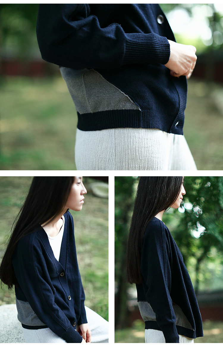 素缕2015春装新款长袖开衫文艺休闲薄针织开衫 女sl422143娢 蓝色 l