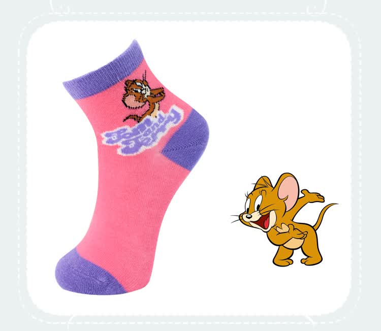 tom and jerry/汤姆猫和杰利鼠 女儿童袜子 小孩可爱卡通宝宝精梳棉袜