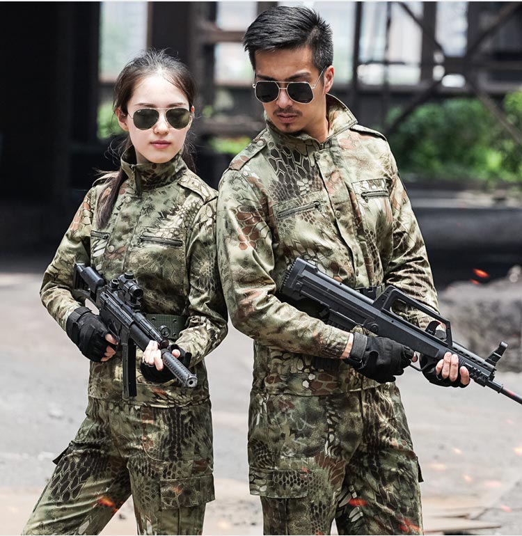 迷彩服男套装女黑色作训服套装户外军迷服装学生军训服演出服夏秋季工
