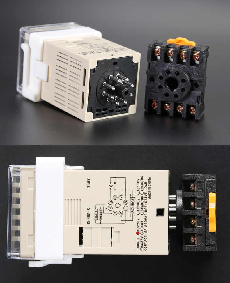 cnoble时间继电器dh48ss循环延时带继电器底座dc12v