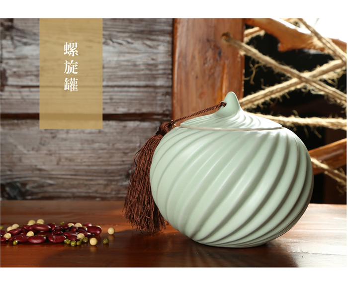 朴家茶叶罐 汝窑茶叶罐小号密封储物罐普洱茶叶茶罐茶叶罐 陶瓷 莲花小罐