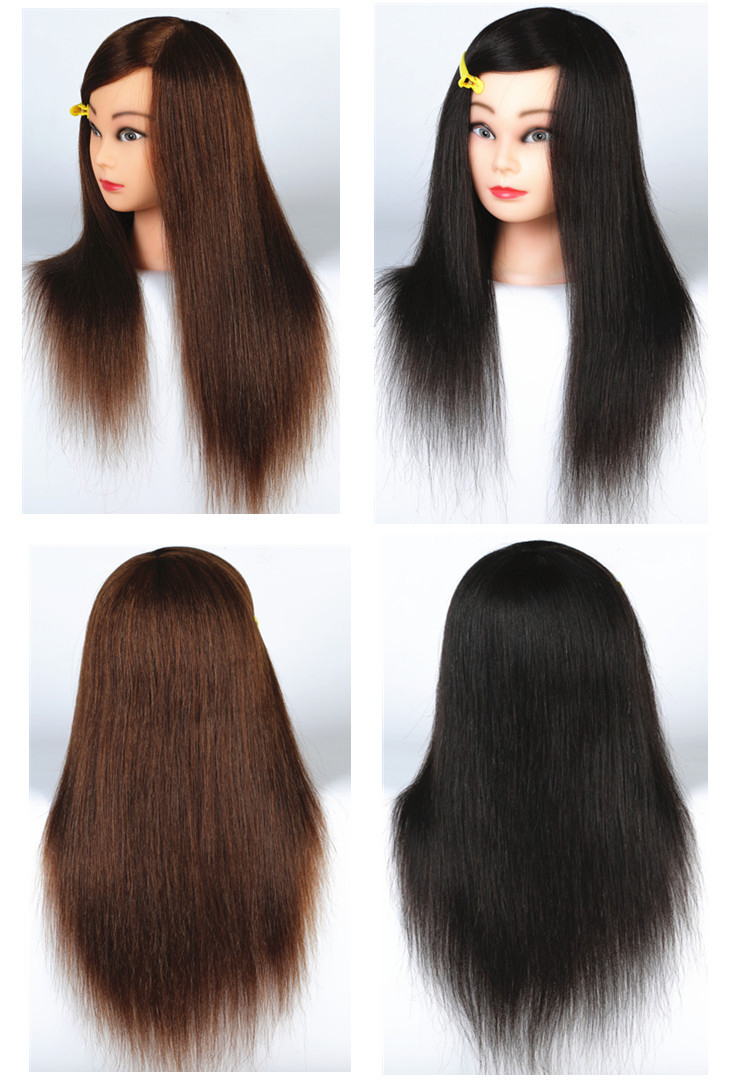 真发模特头美发模具头教习头模特头假发假人头可烫可卷练习盘发 95%真