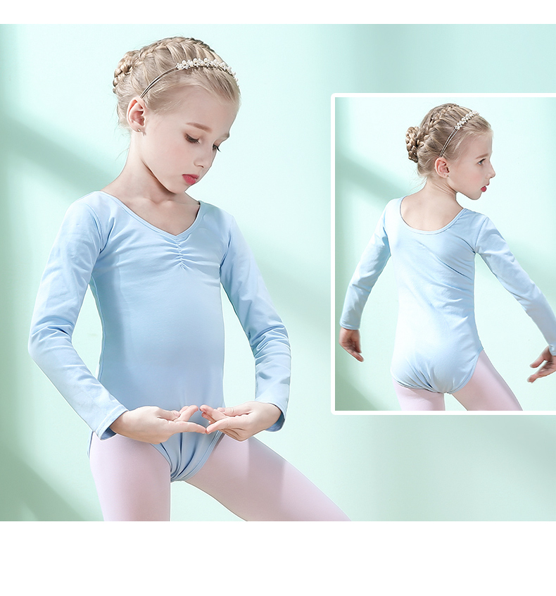 舞蹈服装秋季长袖女童考级体操服拉丁舞练功服民族舞服装女童长袖连体