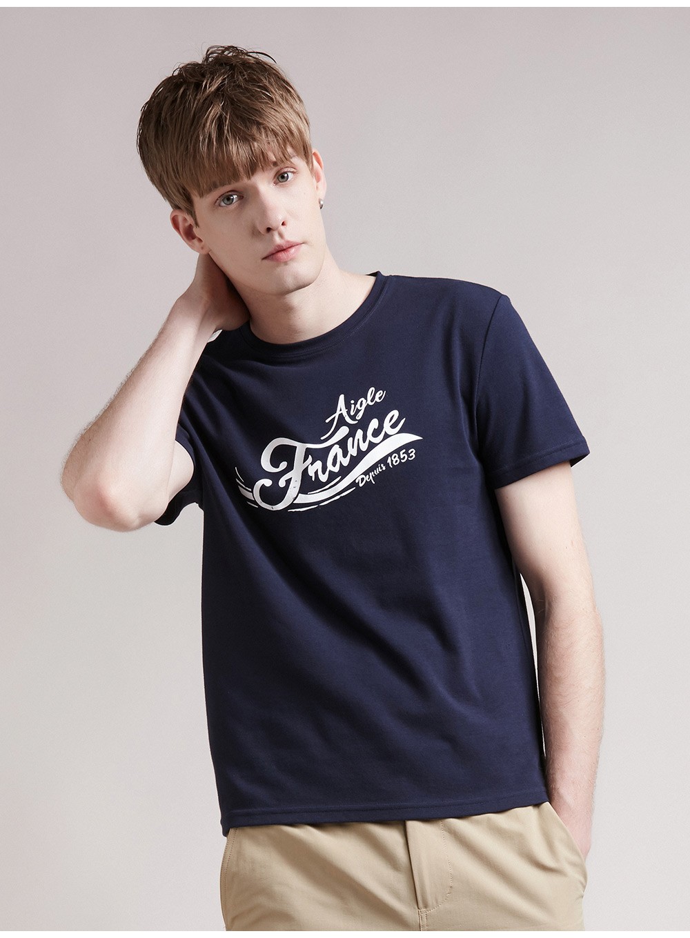 法国aigle 艾高 男士短袖圆领速干印花t恤 agrioto 超亮白 8133190251