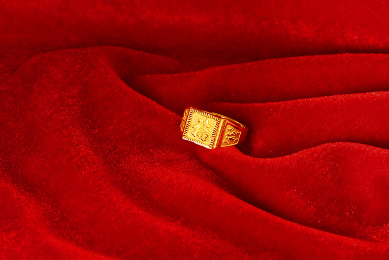 菜百首饰 黄金戒指 足金霸气福字男士戒指 活圈 计价 hj 足金 约9.38g