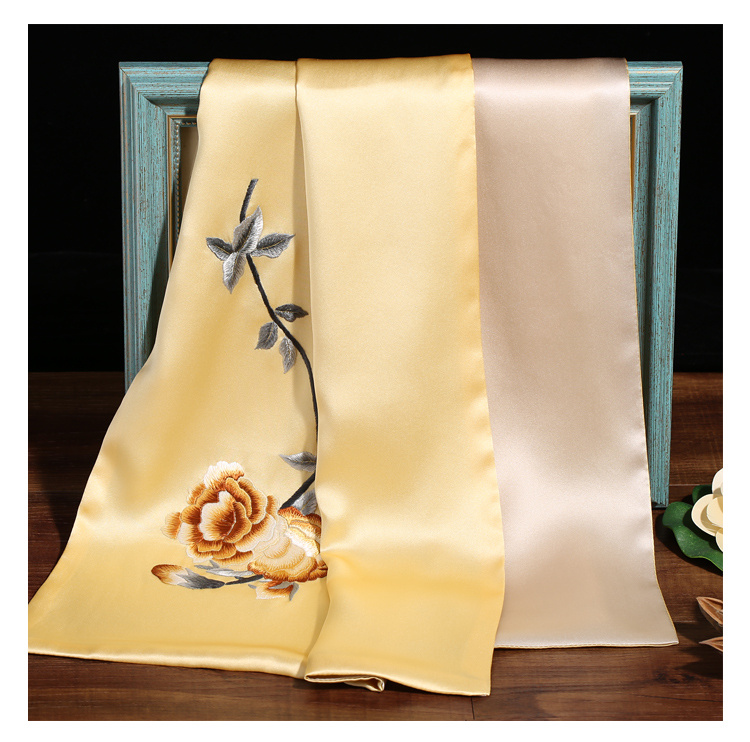 晨圈汇 苏绣丝巾围巾女 母亲节妇女节礼物送妈妈礼品牡丹手工刺绣酒