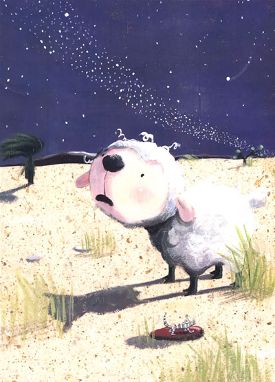 当这只迷路的孤独小羊羔呼唤着妈妈时,一只因为没有孩子而同样孤独的