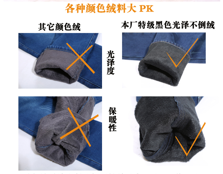 
                                        红粉宣言2017秋冬季新款修身中腰加厚加绒牛仔裤女小脚显瘦弹力铅笔裤 深蓝色306 不加绒款 28码                