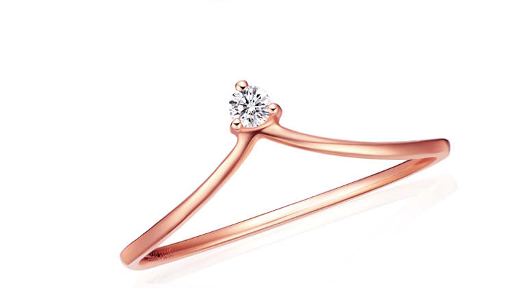 千禧之星 18k金玫瑰金钻石戒指女款 三爪镶嵌钻戒女戒 专柜同款 12